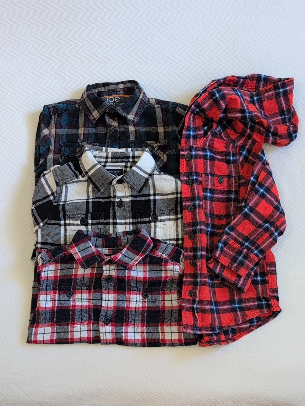 Cotton Flannel Button Down Lot of 4 Bundle OshKosh TCP Joe Fresh 3T Fall Cozy